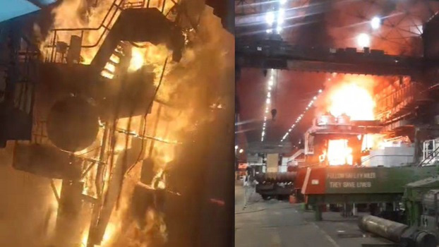 बीएसपी के प्लेट मिल में आग, मशक्त के बाद आग पर काबू बीएसपी के प्लेट मिल में आग, मशक्त के बाद आग पर काबू