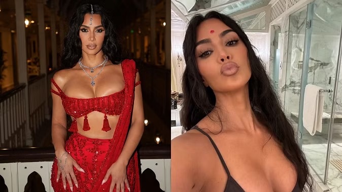 इंडिया रंग में रंग चुकी हैं किम कादर्शियन, लाल बिंदी में ली सेल्फी