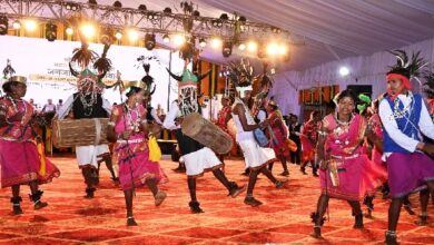 राष्ट्रपति द्रौपदी मुर्मु के समक्ष आदिवासियों ने पारंपरिक वेशभूषा में प्रसिद्ध लोकनृत्य का किया प्रदर्शन