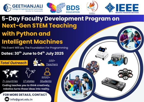 कलिंगा विश्वविद्यालय ने “पायथन और बुद्धिमान मशीनों के साथ अगली पीढ़ी के STEM शिक्षण” पर 5 दिवसीय संकाय विकास कार्यक्रम (FDP) का आयोजन किया कलिंगा विश्वविद्यालय ने “पायथन और बुद्धिमान मशीनों के साथ अगली पीढ़ी के STEM शिक्षण” पर 5 दिवसीय संकाय विकास कार्यक्रम (FDP) का आयोजन किया